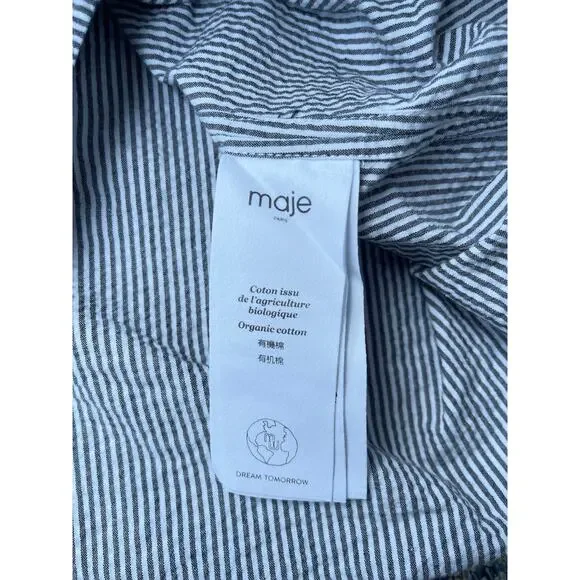 Maje Lalite Striped Lace Trim Top Tunic Blouse – Size 1 (Small) - Picture 9 of 11